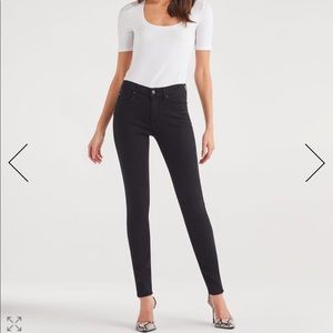 7 For All Mankind Black Mid Rise Skinny Jean Sz 27